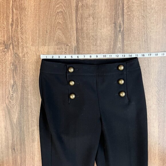 Express Retro Look Black 70’s Sailor High-Waisted Gold Button Flare Dress Pant 6 - Picture 6 of 11